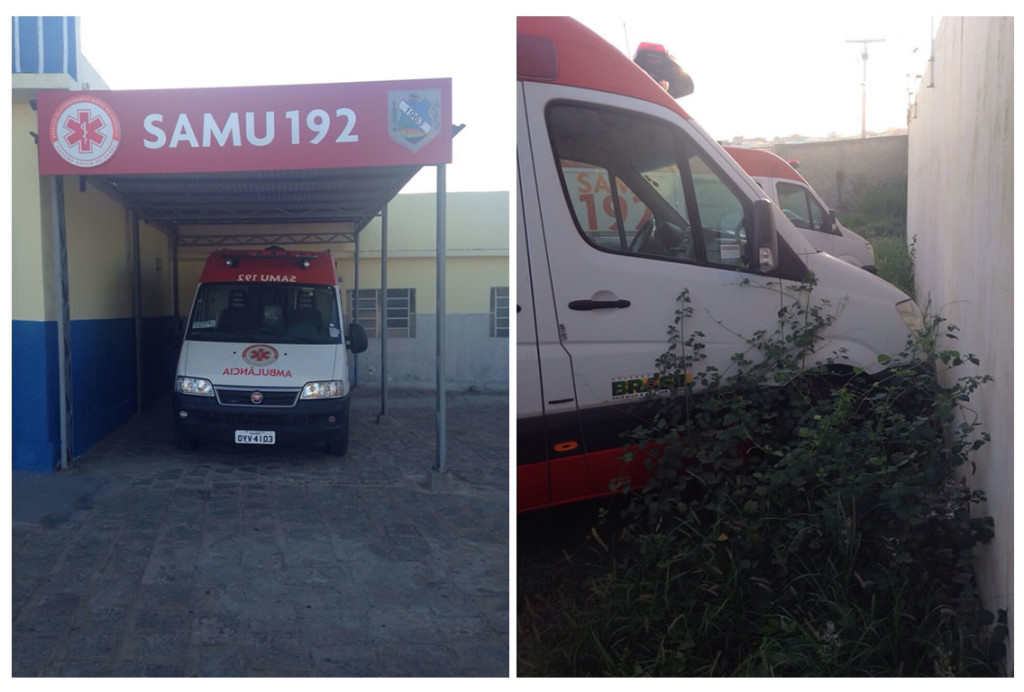 Na foto, a direita a ambulância de Ingazeira e a esquerda a ambulância de São José do Egito.